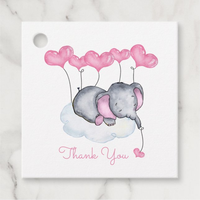 Elefant auf Cloud Niedlich Girl Baby Duwer Geschenkanhänger (Vorderseite)