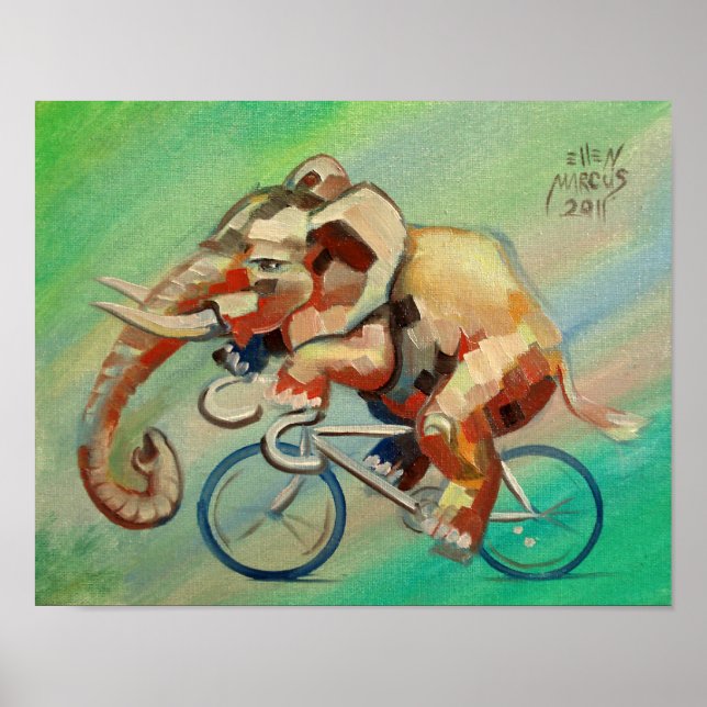 Elefant auf einem Fahrrad II Poster (Vorne)