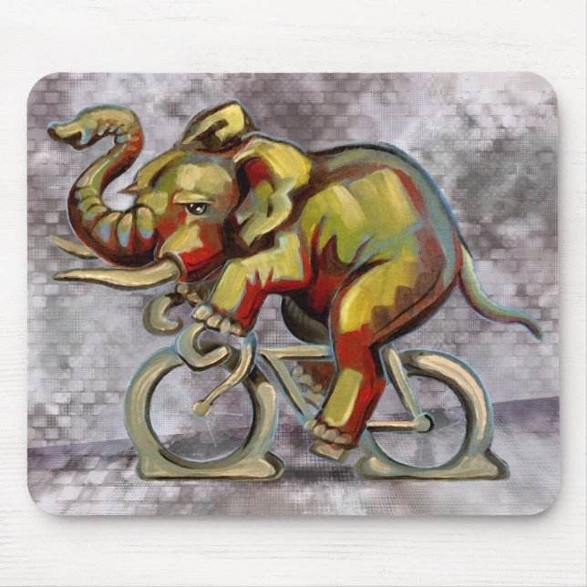 Elefant auf einem Fahrrad Mousepad (Vorne)