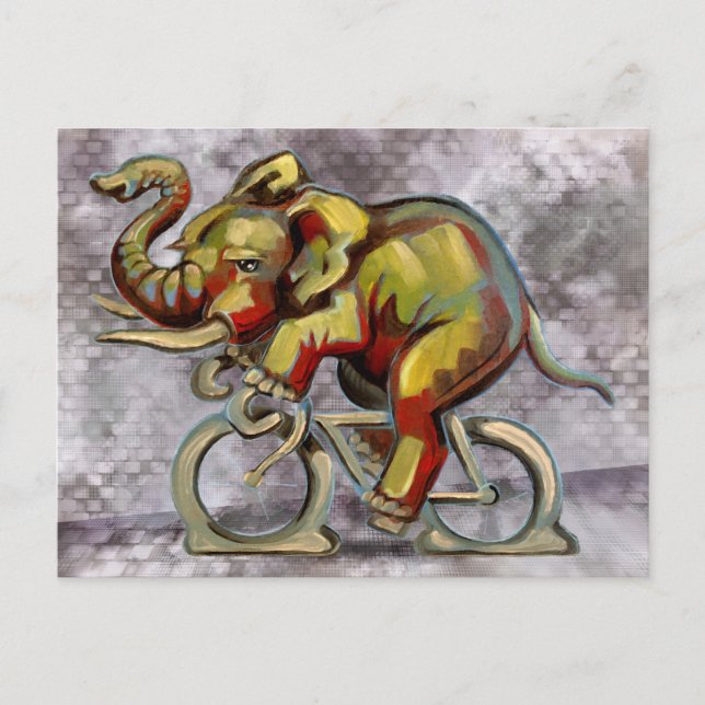 Elefant auf einem Fahrrad Postkarte (Vorderseite)