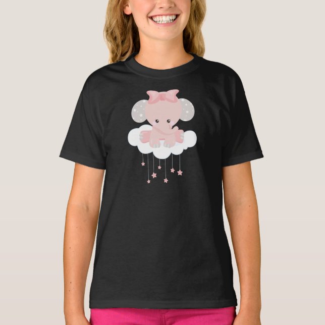 Elefant auf einer Wolke, Niedlicher Elefant, Krone T-Shirt (Vorderseite)