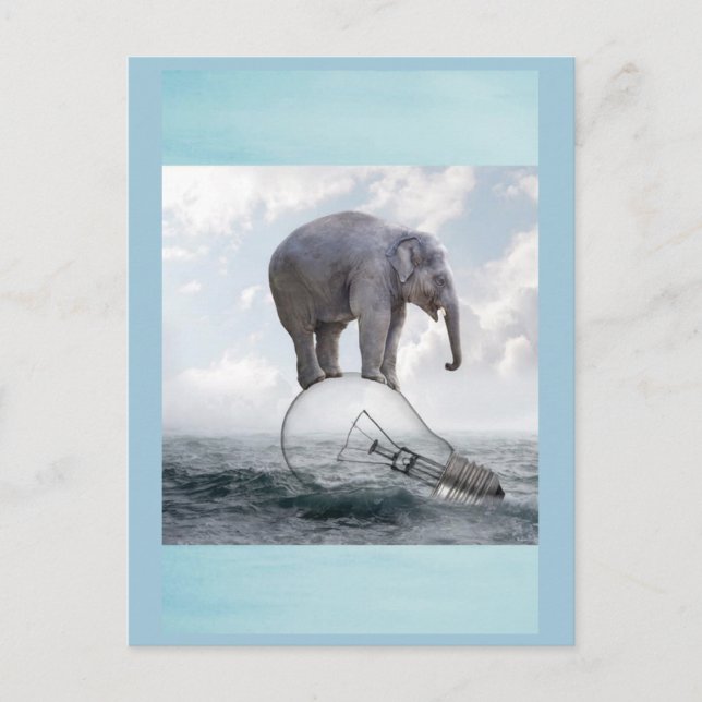Elefant auf Glühbirne ausbalancieren Postkarte (Vorderseite)