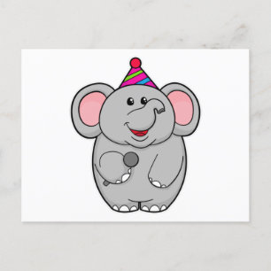 Elefant auf Party mit Mikrofon Postkarte