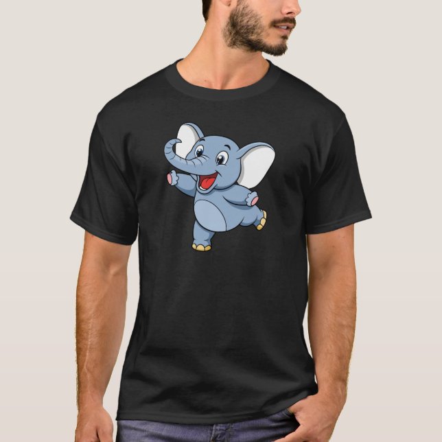 Elefant aufgeregt, fröhlicher Cartoon Elefant T-Shirt (Vorderseite)
