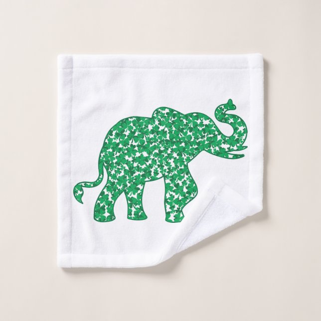 Elefant aus Kleeblättern Badhandtuch Set (Waschlappen)