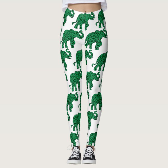 Elefant aus Kleeblättern Leggings (Vorderseite)