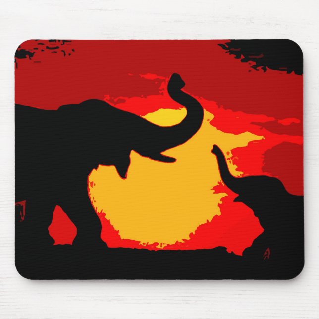 Elefant, Baby Elephant & Sunset Mousepad (Vorne)