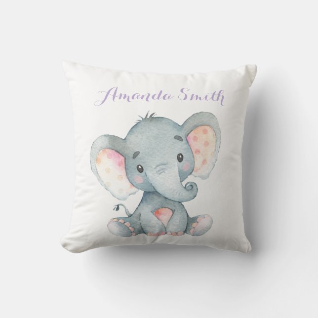 Elefant Baby Lila Kissen (Vorderseite)