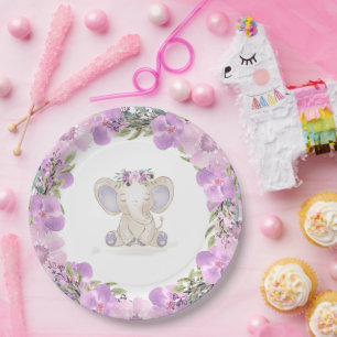 Elefant Baby Mädchen Baby Shower Papierplatte Pappteller