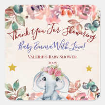 Elefant-Baby-Party Dankeschön-Aufkleber
