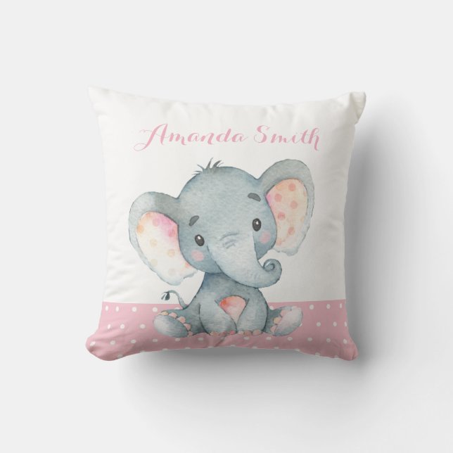 Elefant Baby Pink Kissen (Vorderseite)