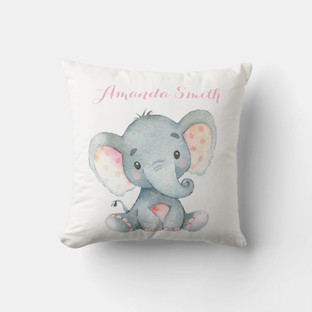 Elefant Baby Pink Kissen (Vorderseite)