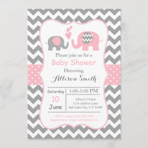 Elefant-Baby-Shower-Einladung, Chevron Einladung