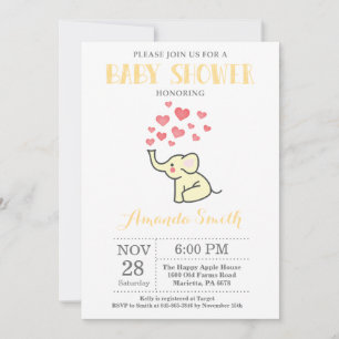 Elefant-Baby-Shower-Einladung Gelb und Grau Einladung