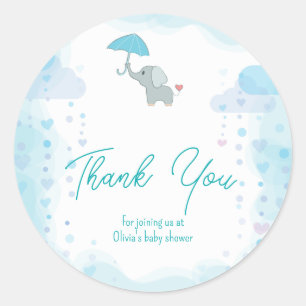Elefant Baby Shower Einladung, Junge Baby Shower Runder Aufkleber