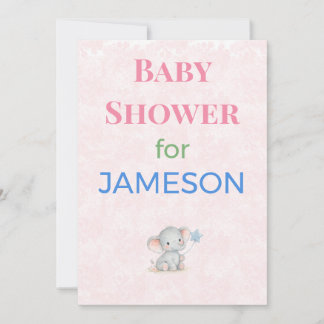 Elefant-Baby-Shower-Einladung mit individuellem Na Einladung