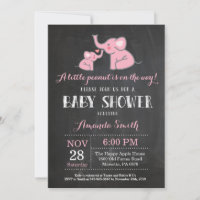Elefant-Baby-Shower-Einladung Rosa und Grau