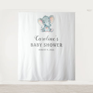 Elefant-Baby-Shower-Hintergrund, Fotoautomaten-Req Wandteppich