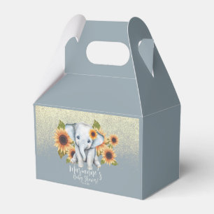 Elefant Baby Shower Sonnenblume Glitter Staubblau Geschenkschachtel