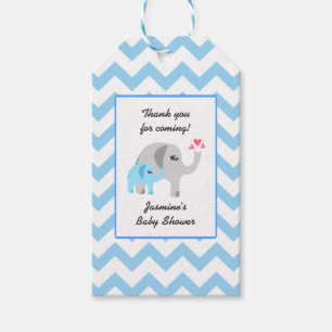 Elefant-Babyparty-Blau und Weiß Geschenkanhänger