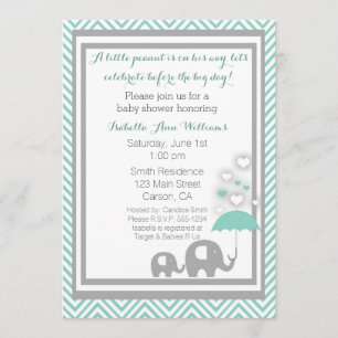 Elefant-Babyparty-Einladungs-Blau und Grau Einladung