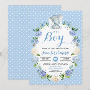 Elefant-Babyparty-Einladungs-Jungen-Babyparty Einladung
