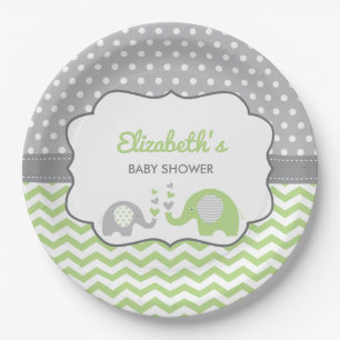 Elefant-Babyparty-Platte, EDITABLE FARBE Pappteller