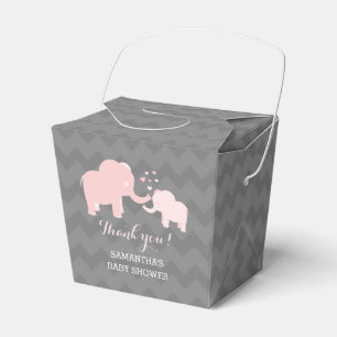 Elefant-Babyparty-rosa und grauer Geschenkschachtel