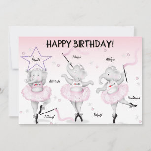 Elefant Ballerina Geburtstag Karte