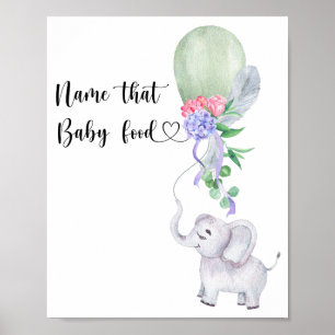 Elefant & Ballon Name für Babynahrung Poster