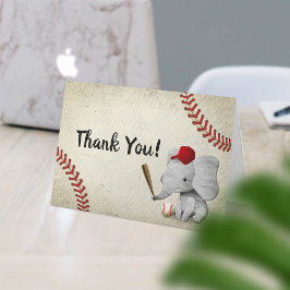 Elefant-Baseball-Jungen-Babyparty danken Ihnen Dankeskarte