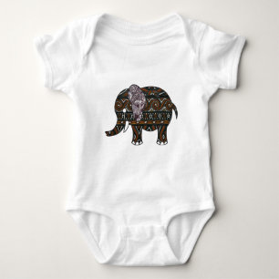 Elefant-Batik-Grafik-Kunst Baby Strampler