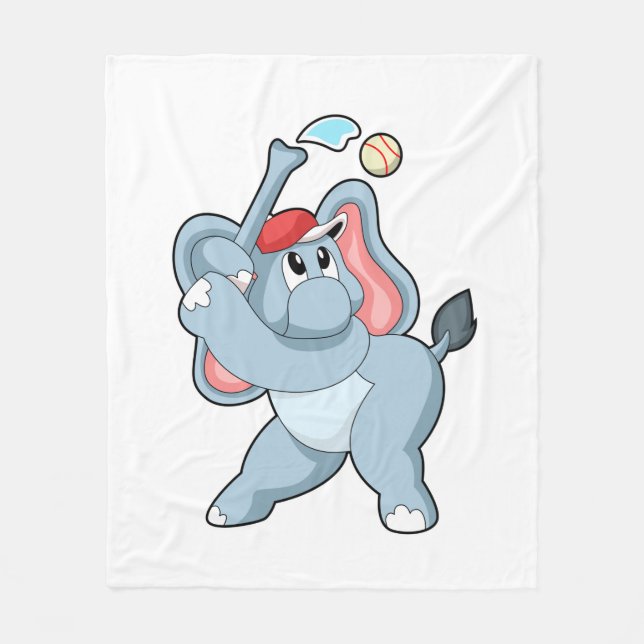 Elefant bei Baseball Fleecedecke (Vorderseite)