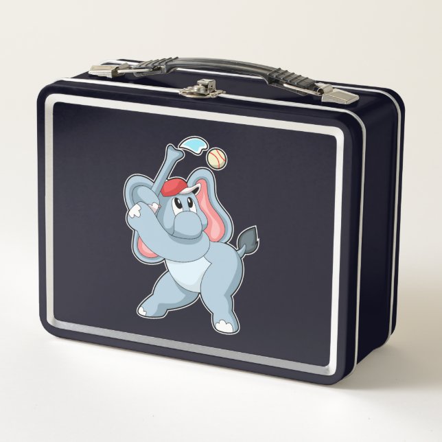 Elefant bei Baseball Metall Brotdose (Vorderseite)