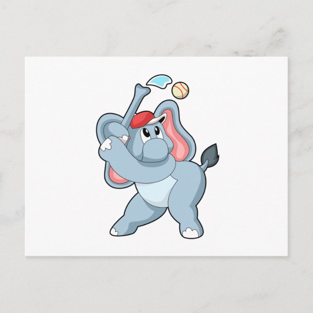 Elefant bei Baseball Postkarte (Vorderseite)
