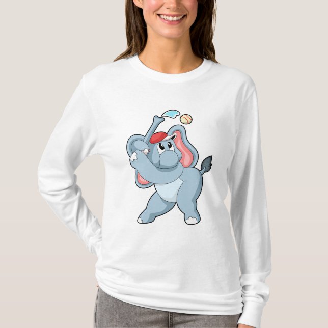 Elefant bei Baseball T-Shirt (Vorderseite)