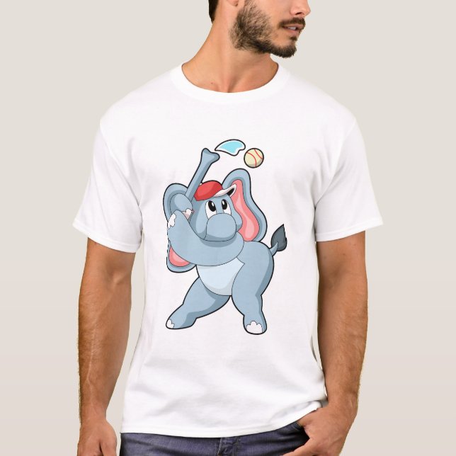 Elefant bei Baseball T-Shirt (Vorderseite)
