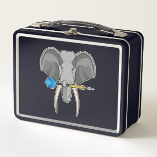 Elefant bei Darts mit Dart Metall Brotdose