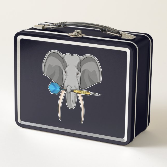 Elefant bei Darts mit Dart Metall Brotdose (Vorderseite)