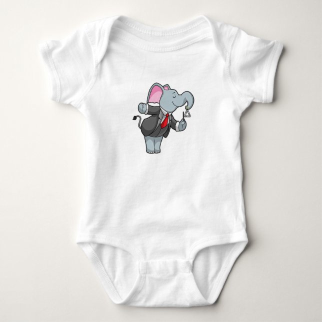 Elefant bei Musik mit Dreieck Baby Strampler (Vorderseite)