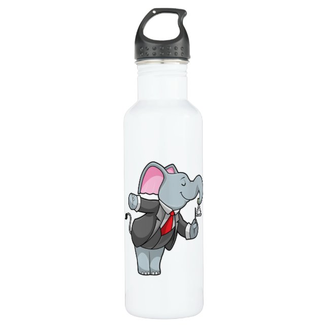 Elefant bei Musik mit Dreieck Edelstahlflasche (Vorderseite)