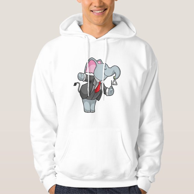 Elefant bei Musik mit Dreieck Hoodie (Vorderseite)