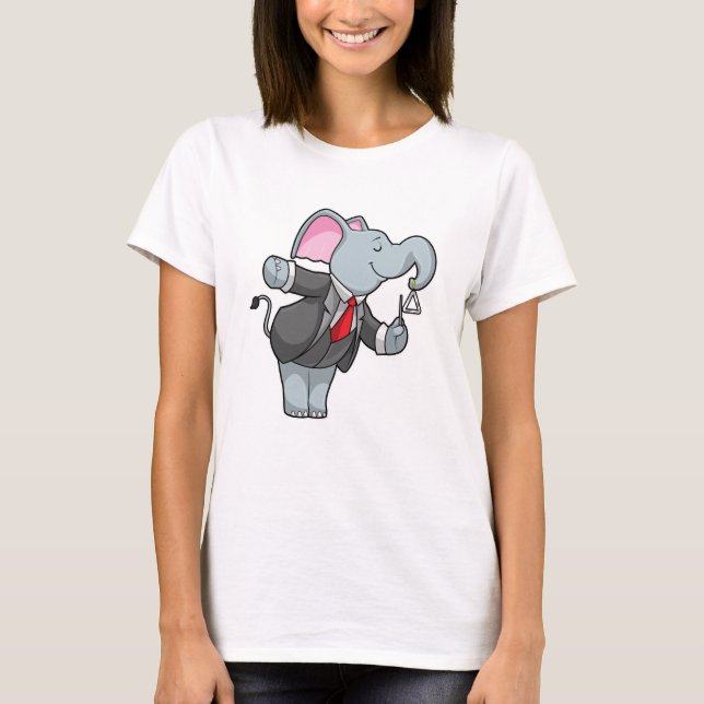 Elefant bei Musik mit Dreieck T-Shirt (Vorderseite)