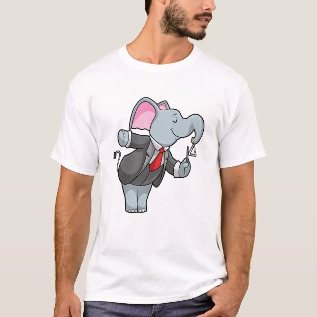Elefant bei Musik mit Dreieck T-Shirt (Vorderseite)