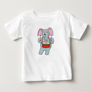 Elefant bei Musik mit Trommelmusik Baby T-shirt