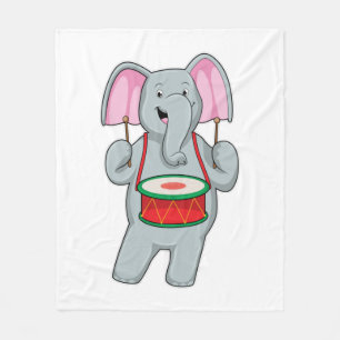 Elefant bei Musik mit Trommelmusik Fleecedecke