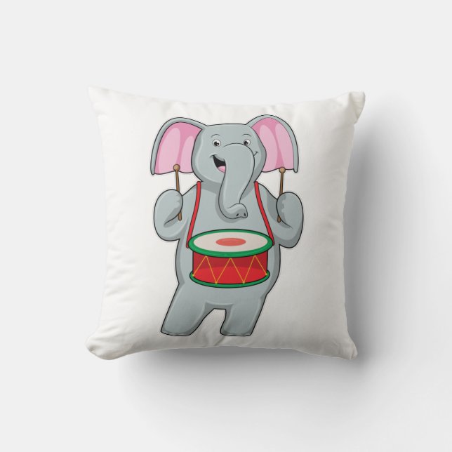 Elefant bei Musik mit Trommelmusik Kissen (Vorderseite)