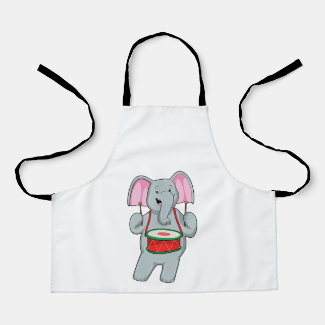 Elefant bei Musik mit Trommelmusik Schürze (Vorderseite)
