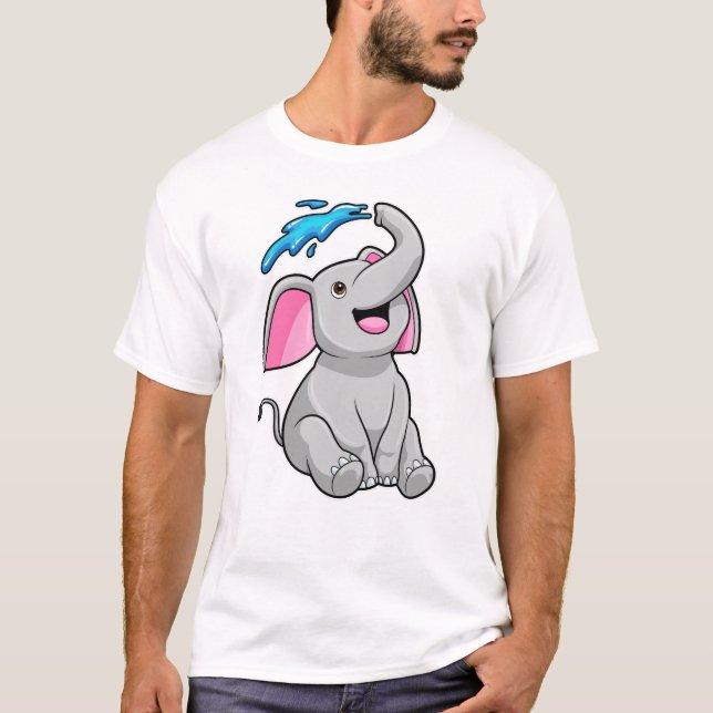 Elefant bei Splash mit Wasser T-Shirt (Vorderseite)