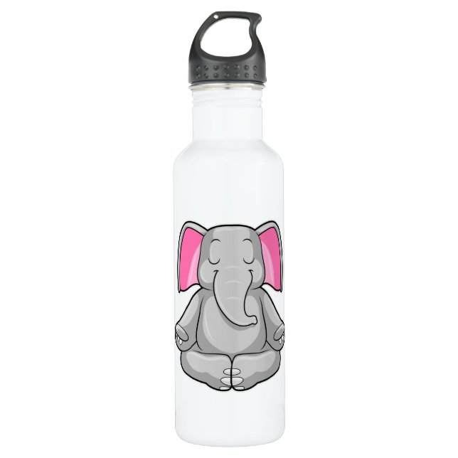 Elefant bei Yoga in Cross-Bid Edelstahlflasche (Vorderseite)